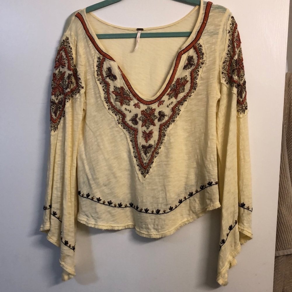 Free People hippie bell sleeve top